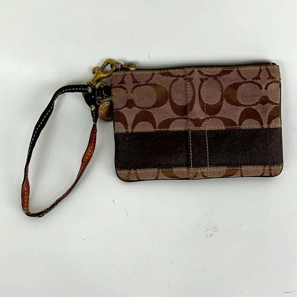 Coach Brown monogram wristlet